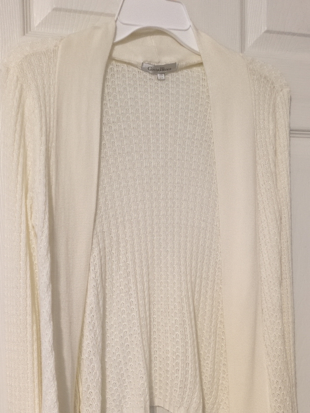 Costa Blanca Ivory Open-Front Knit Cardigan